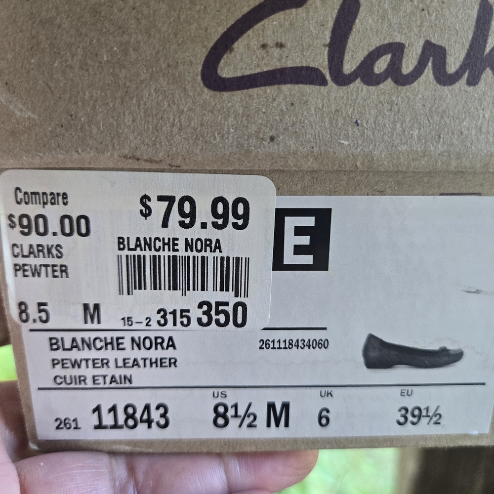 Clarks Blanche Nora Champagne Gold Metallic Leather Ballet Flat Size 8.5 - Picture 13 of 13
